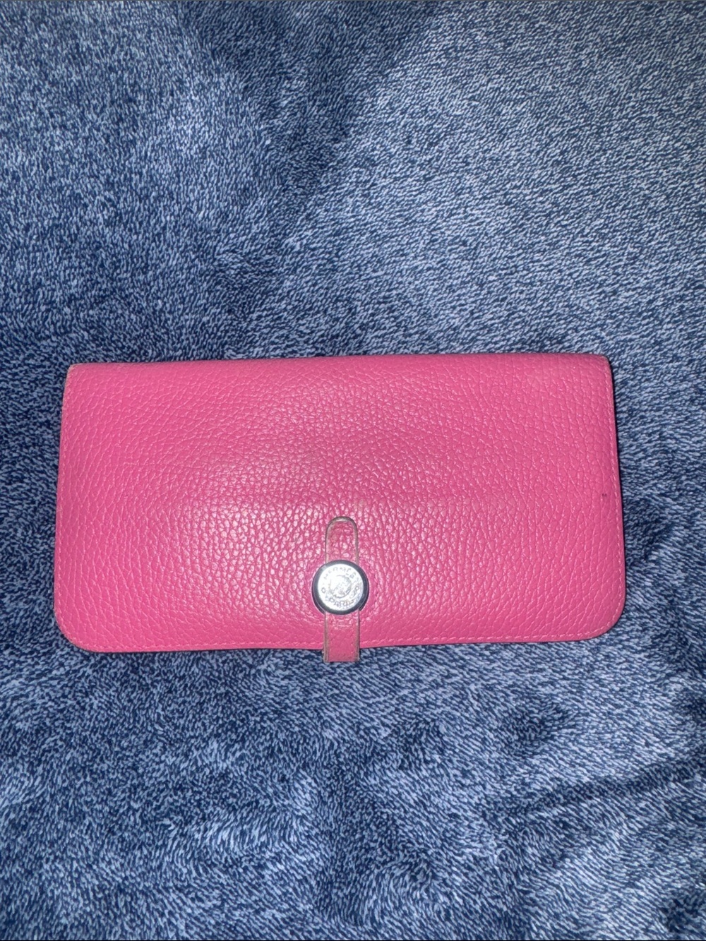 Hermes Hot Pink Pebbled Leather Continental Wallet